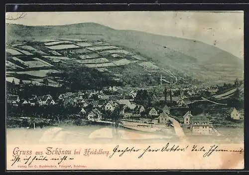 AK Schönau bei Heidelberg, Teilansicht mit Kirche