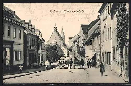 AK Geithain, Altenburger-Strasse mit Geschäften
