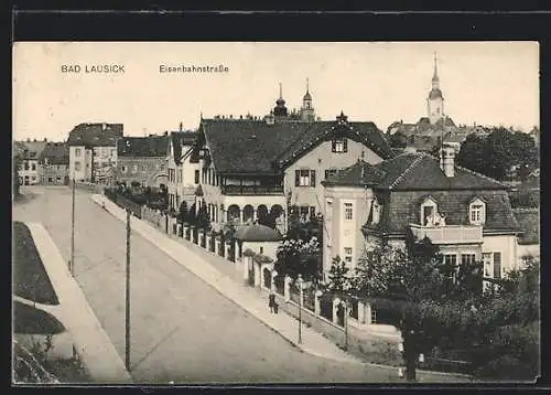 AK Bad Lausick, Blick in die Eisenbahnstrasse