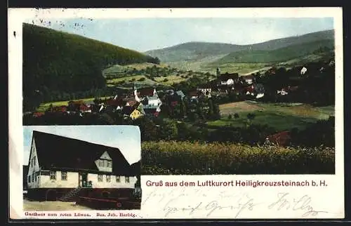 AK Heiligkreuzsteinach b. H., Gasthaus zum roten Löwen, Teilansicht