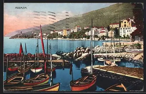 AK Abbazia, Uferpartie mit Booten