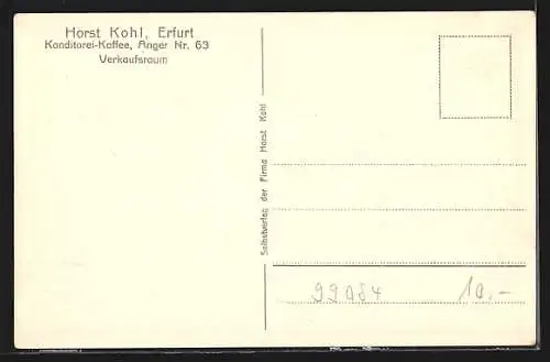 AK Erfurt, Konditorei-Cafe Horst Kohl, Anger 63, Verkaufsraum, Innenansicht