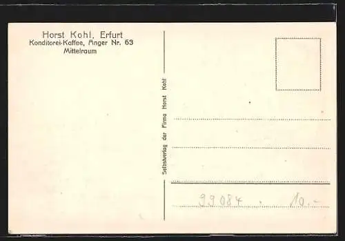 AK Erfurt, Konditorei Cafe Horst Kohl, Anger 63, Mittelraum, Innenansicht