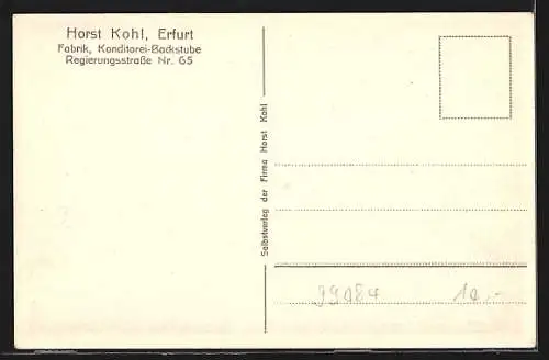 AK Erfurt, Fabrik, Konditorei-Backstube Horst Kohl, Regierungsstrasse 65, Innenansicht