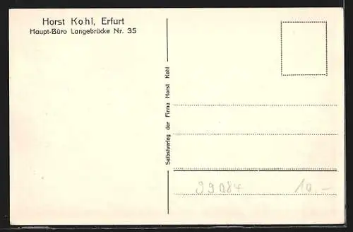 AK Erfurt, Horst Kohl Hauptbüro, Langebrücke Nr. 35