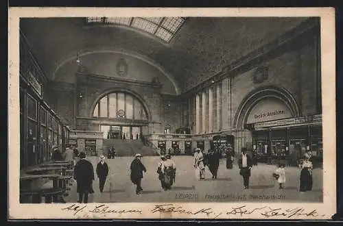 AK Leipzig, Hauptbahnhof, Innenansicht