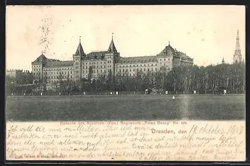 AK Dresden-Neustadt, Kaserne des Schützen-Regiments Prinz Georg No. 108