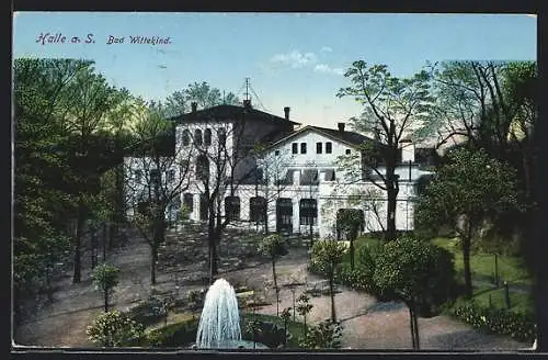 AK Halle / Saale, Bad Wittekind, Partie im Garten
