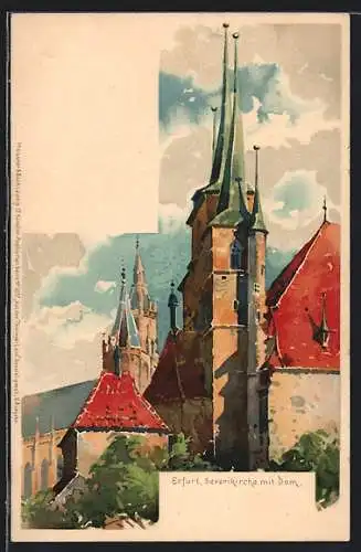 Künstler-AK Otto Hammel: Erfurt, Severikirche mit Dom