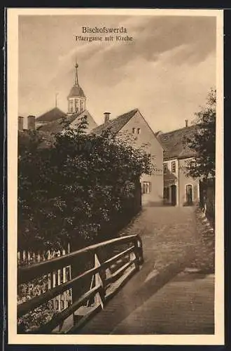AK Bischofswerda, Pfarrgasse mit Kirche