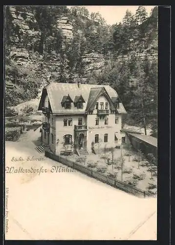 AK Waltersdorf /Sa., Gasthaus Waltersdorfer Mühle mit Garten und Umgebung