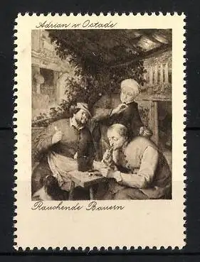 Reklamemarke Adrian v. Ostrade, Portrait Rauchende Bauern