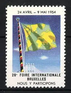 Reklamemarke Brüssel, 28. Foire Internationale 1954, Flagge