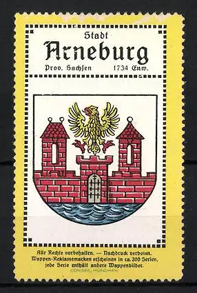 Reklamemarke Arneburg, Preussen, Wappenbild