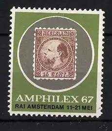 Reklamemarke Amsterdam, Amphilex 1967, Briefmarke Niederlande 15 Cent