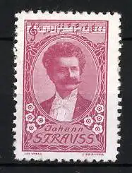 Reklamemarke Komponist Johann Strauss im Portrait, Notenzeile