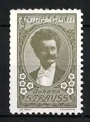 Reklamemarke Komponist Johann Strauss im Portrait, Notenzeile