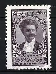 Reklamemarke Komponist Johann Strauss im Portrait, Notenzeile