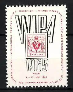Reklamemarke Wien, WIPA Briefmarkenausstellung 1965, Briefmarke 3 Kreuzer