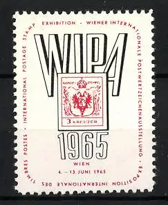 Reklamemarke Wien, WIPA Briefmarkenausstellung 1965, Briefmarke 3 Kreuzer