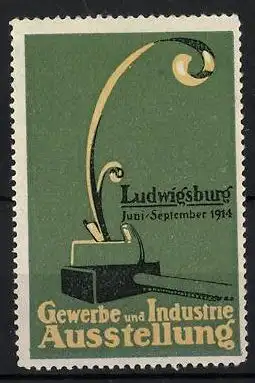 Reklamemarke Ludwigsburg 1914, Gewerbe- und Industrie-Ausstellung 1914, Hobel & Hammer
