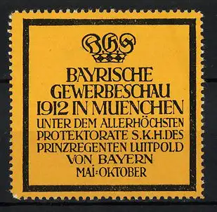 Reklamemarke München, Bayrische Gewerbeschau 1912, Messelogo Krone