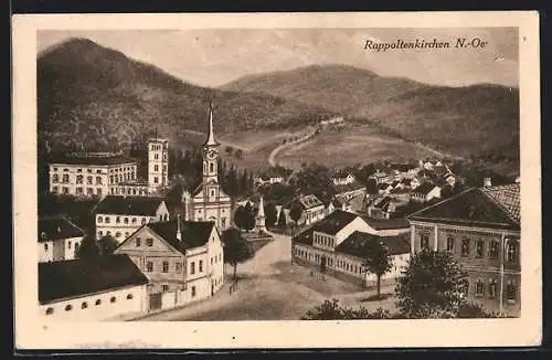 AK Rappoltenkirchen, Ortsansicht mit Kirche aus der Vogelschau