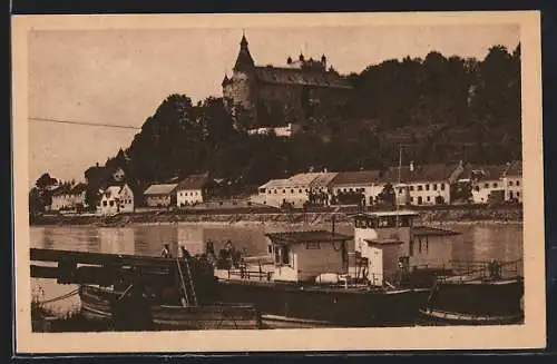 AK Ottensheim a. d. Donau, Panorama mit Schloss Ottensheim