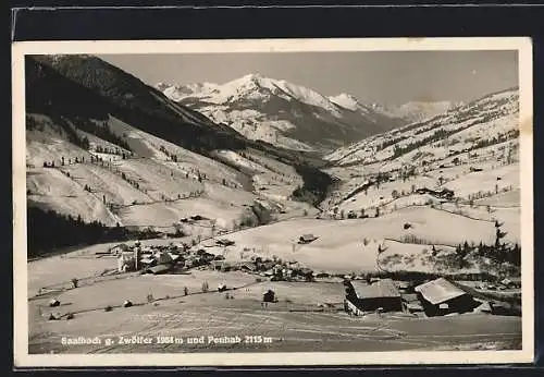 AK Saalbach, Ortsansicht gegen Zwölfer und Penhab