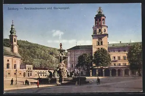 AK Salzburg, Residenzbrunnen und Glockenspiel