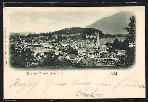 AK Bad Ischl, Blick von Sterzens Abendsitz, Ortsansicht mit Kirche und Brücke
