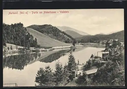 AK Mariazell, Hubertussee und Walstern aus der Vogelschau