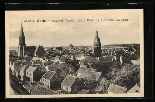 AK Zons a. Rhein, Ortsansicht aus der Vogelschau