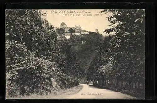 AK Burg an der Wupper, Schloss von der Solinger Chaussee aus gesehen