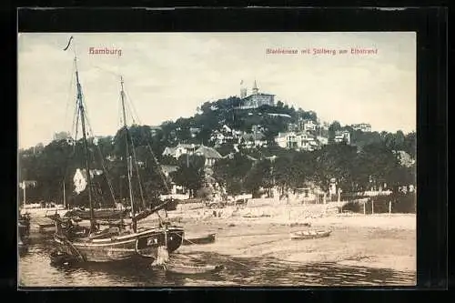 AK Hamburg, Blankenese mit Süllberg und Elbstrand