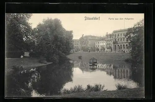 AK Düsseldorf, Teichpartie an der Hofgartenstrasse