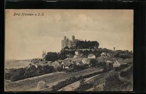 AK Bornhagen, Ortsansicht mit Burg Hanstein