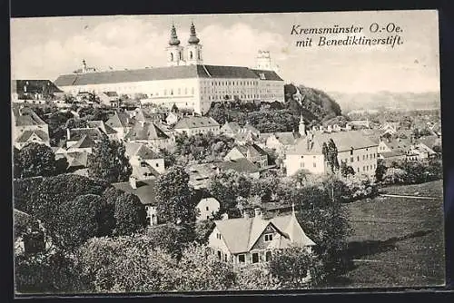 AK Kremsmünster, Ortsansicht mit Benediktinerstift