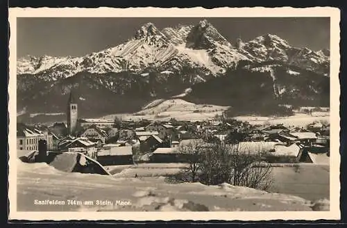 AK Saalfelden a. Stein. Meer, Ortsansicht mit Kirche