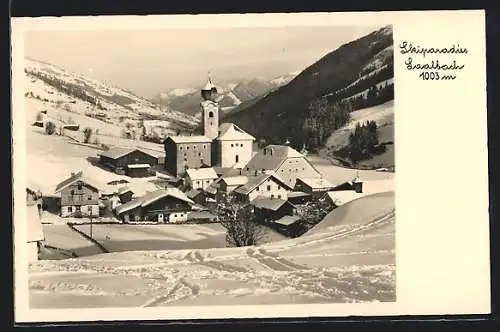 AK Saalbach im Glemmtal, Blick zur Kirche