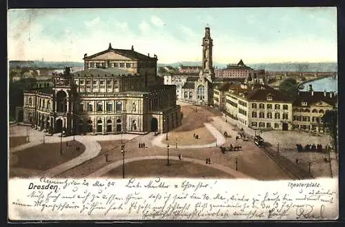 AK Dresden, Theaterplatz aus der Vogelschau