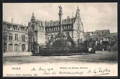 AK Trier, Rathaus und Georgs-Brunnen