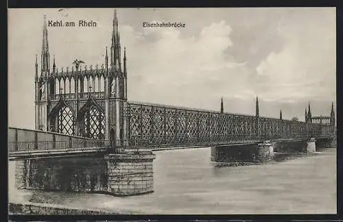 AK Kehl am Rhein, Eisenbahnbrücke