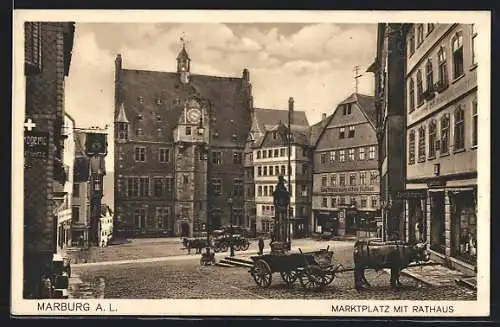 AK Marburg, Marktplatz mit Rathaus