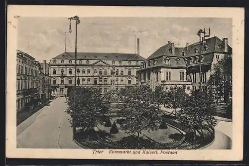 AK Trier, Kornmarkt und Kaiserliches Postamt