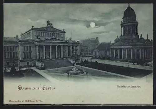 Mondschein-AK Berlin, Gendarmenmarkt