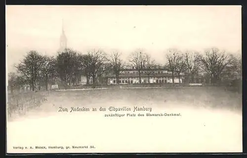 AK Hamburg-St.Pauli, Elbpavillon, zukünftiger Platz des Bismarck-Denkmals