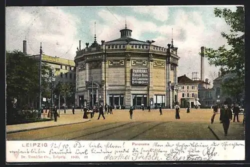 AK Leipzig, Panorama-Rundbau - Gebäudeansicht von der Strasse