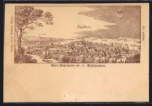 Lithographie Ober-Ingelheim, Teilansicht im 17. Jahrhundert