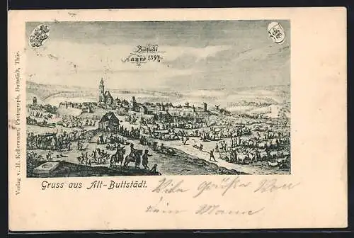 Künstler-AK Buttstädt, Historisches Panorama